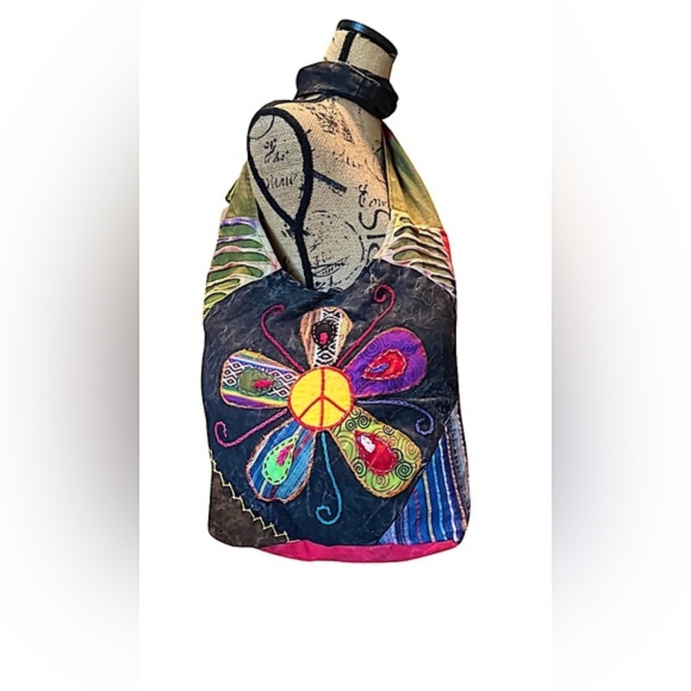 Hippie boho gypsy bag/crossbody ethnic multicolor patchwork with flower designs